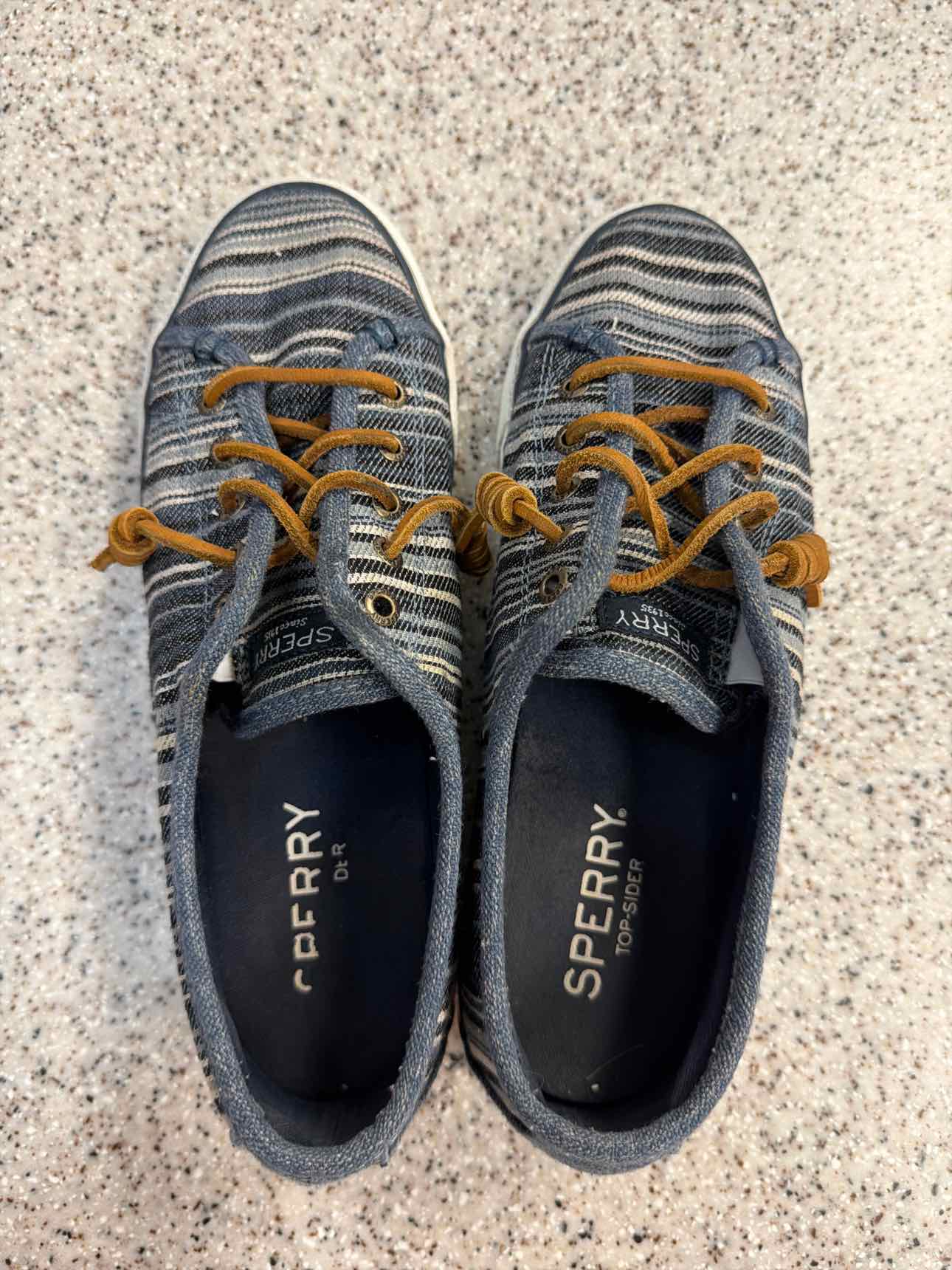 Sperry Size 8 Women's Seacoast Multi-Stripe Canvas Sneakers Navy Shoes