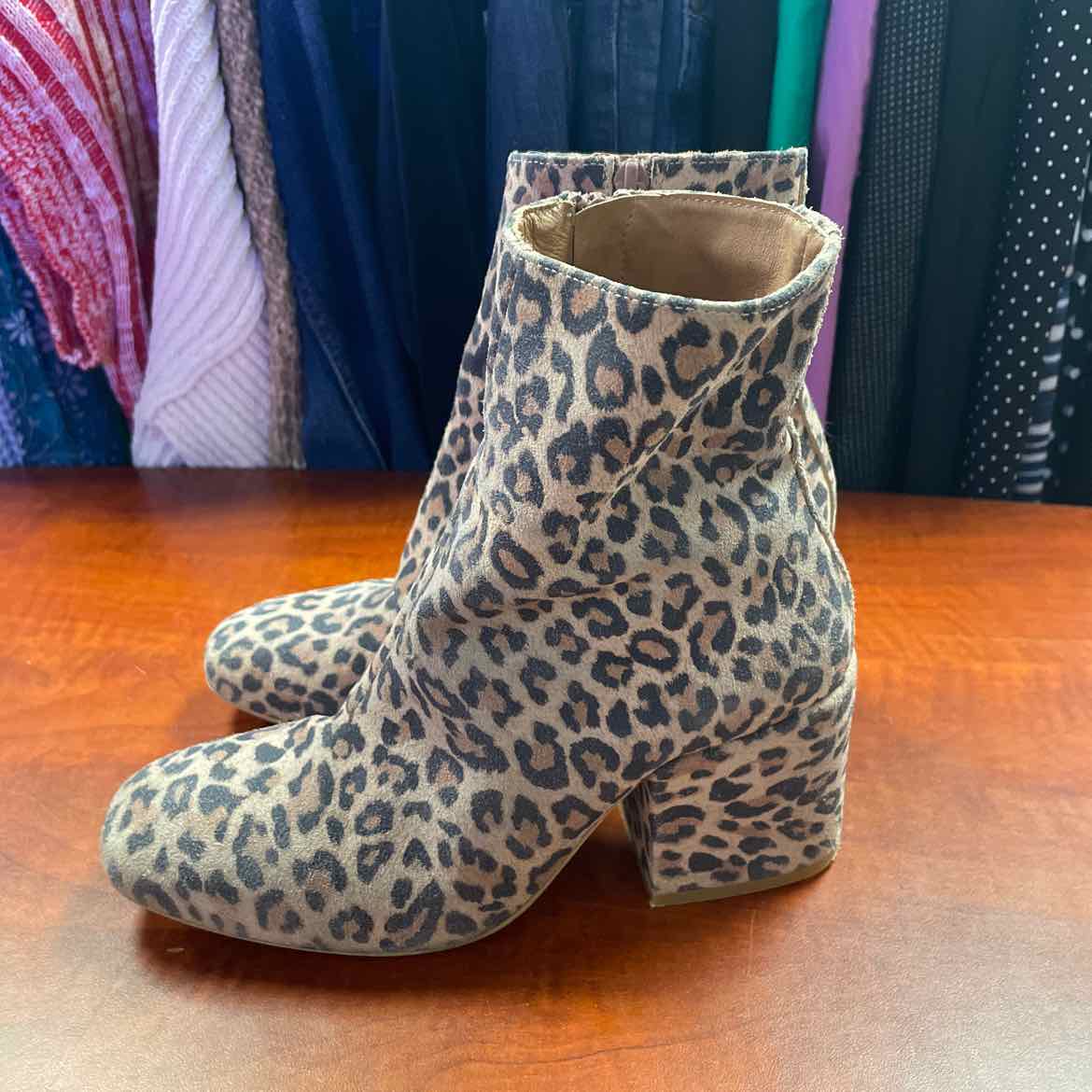 Free People Nicola Leopard Print Suede Ankle Boots Size 37