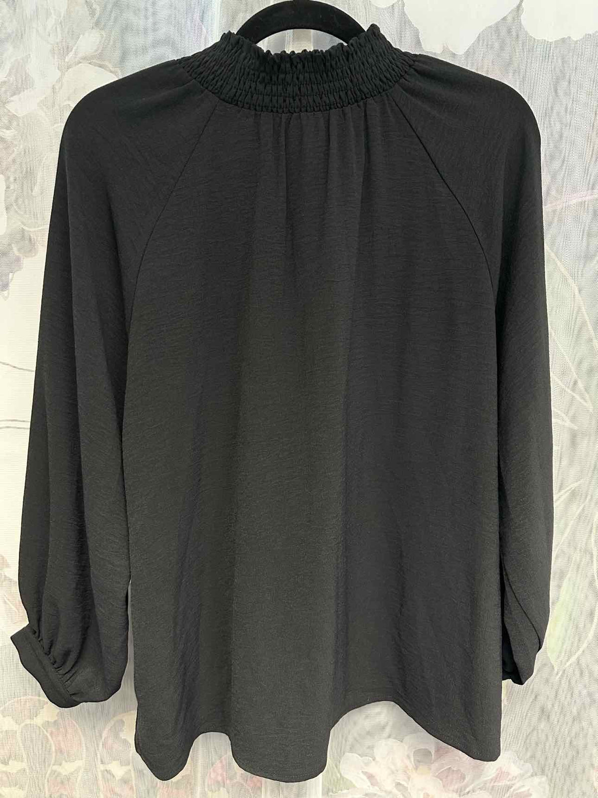 Jodifl NEW NWT Stripe Mock Neck Long Sleeve Size Small Black Top
