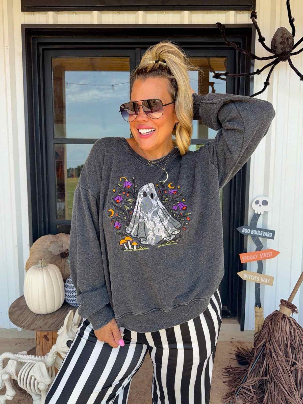 Ghost in Bloom Pullover Sweatshirt