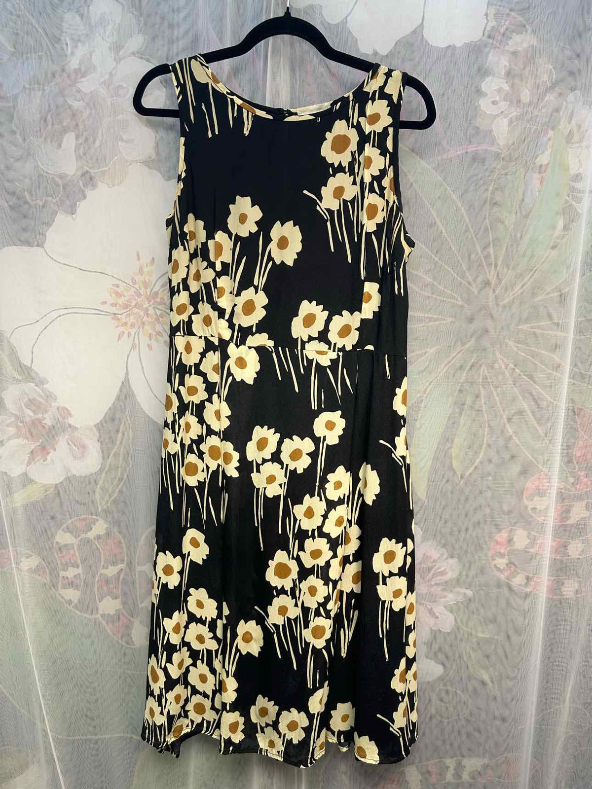 ottod'Ame Silk Blend Floral Print Sleeveless Midi Size 10 Black/white Dress
