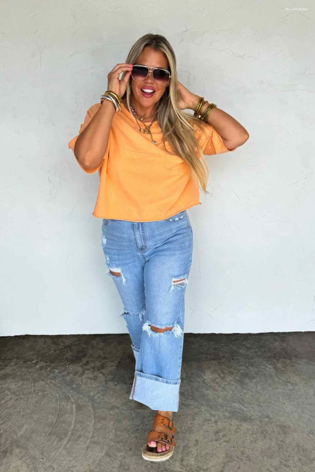 Regan Boyfriend Raw Hem Boxy Tee Tshirt