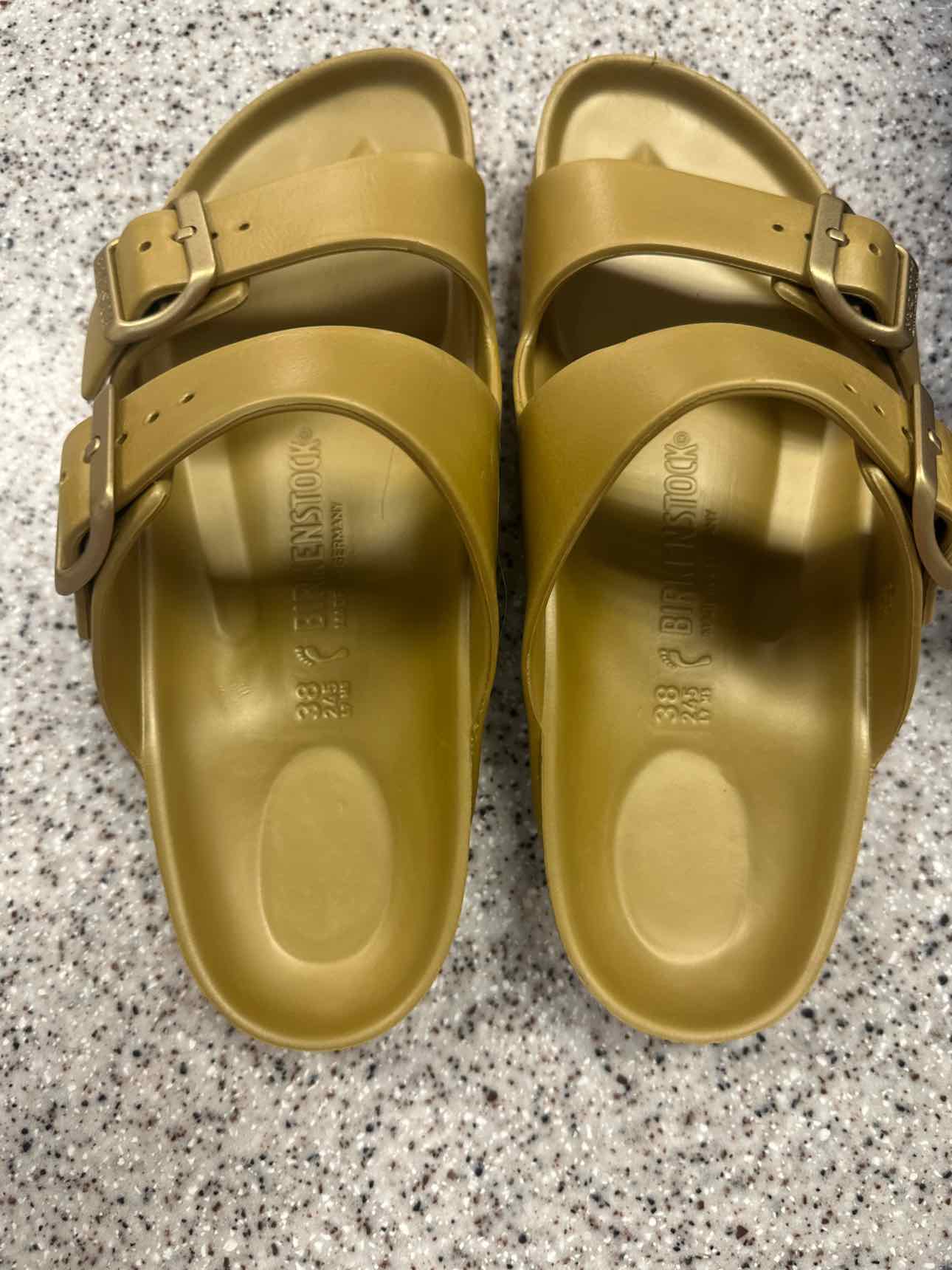 Birkenstock Size 38 Arizona EVA Glamour Gold Waterproof Sandals NEW