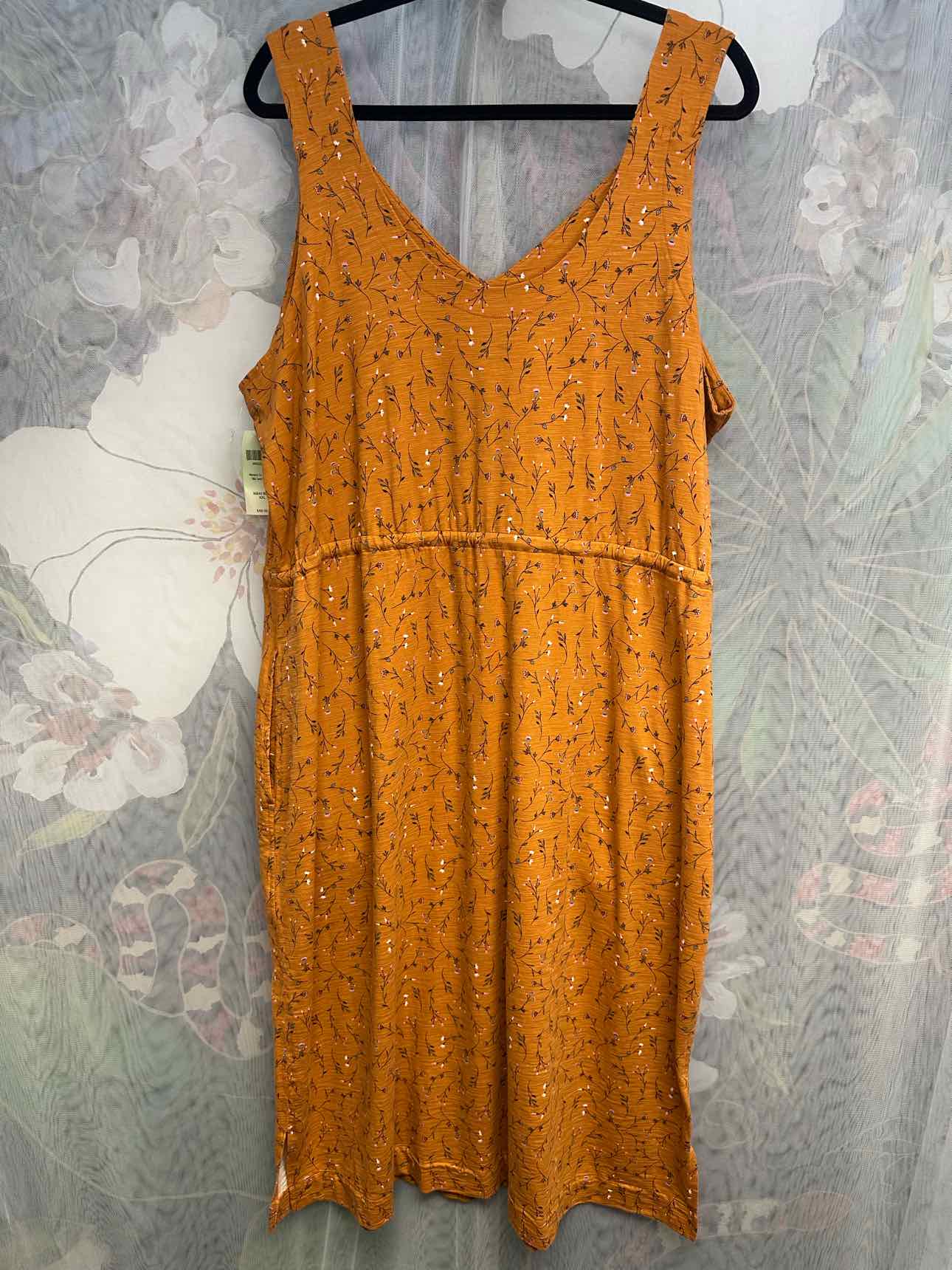 Duluth Trading NEW NWT To n Flow Midi Tank Floral Size 2X Orange Dress