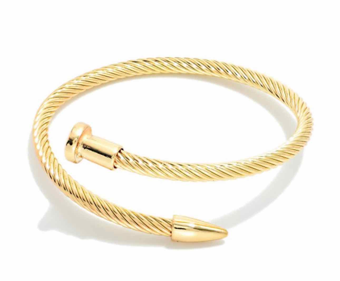 Metal Tone Twisted Nail Cuff Bracelet