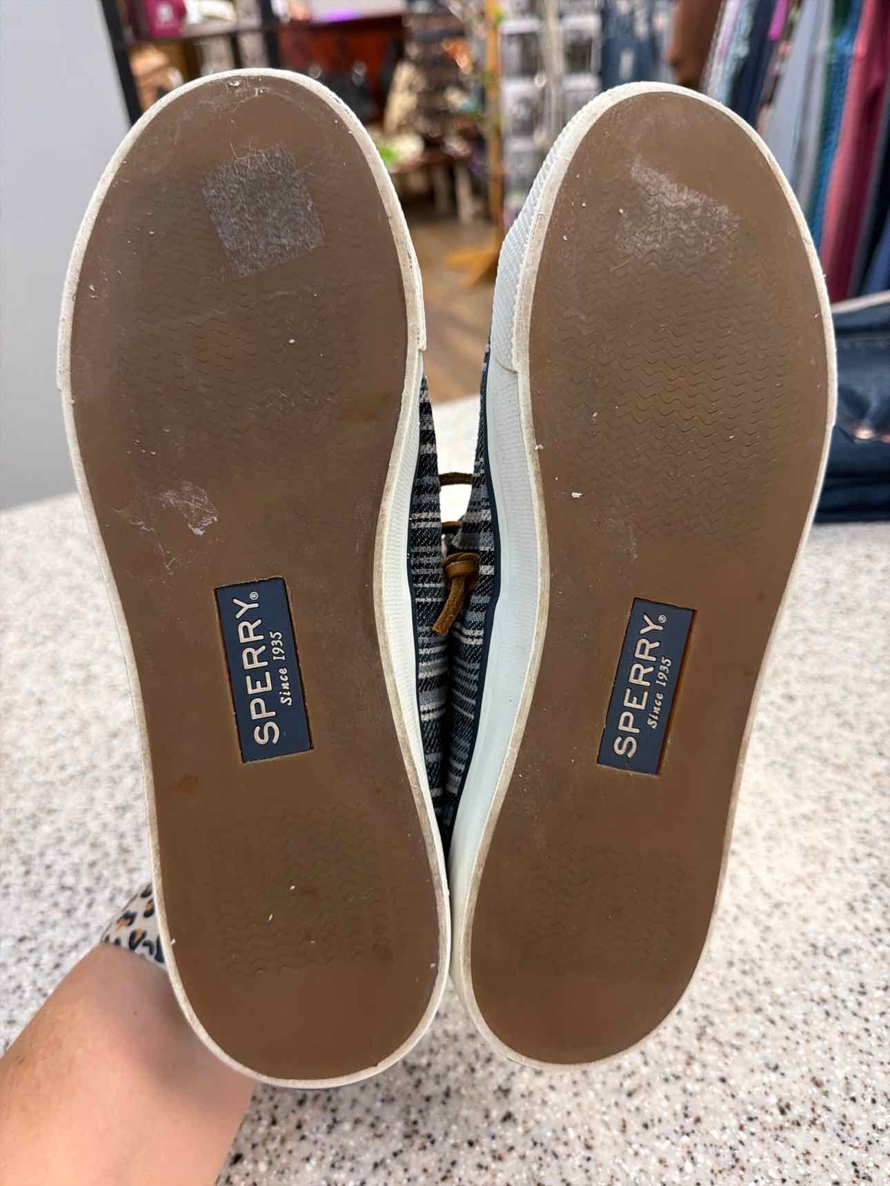 Sperry Size 8 Women's Seacoast Multi-Stripe Canvas Sneakers Navy Shoes