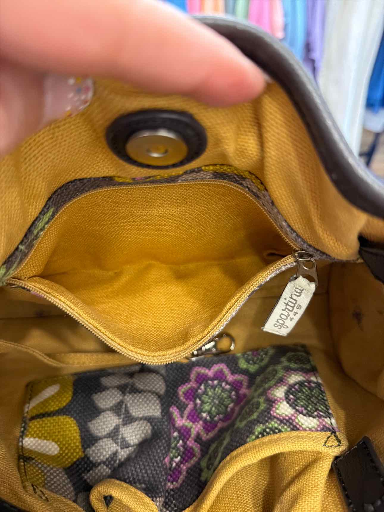 Spartina 449 Brown Purple Floral Hobo Canvas Shoulder Bag Handbags