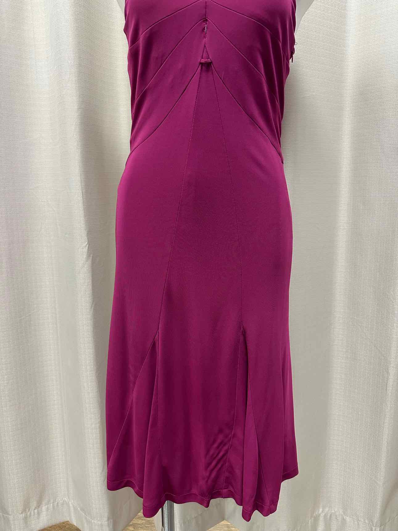 Karen Millen Strappy Stretch Bodycon Flowy Hem Size 10 Fuchsia Dress