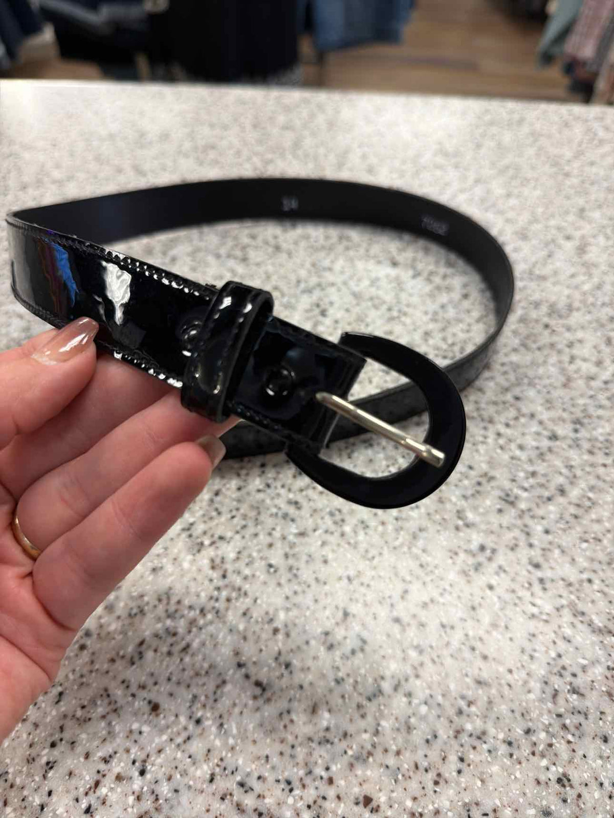 Astor Size 14 Black Patent Leather Belt
