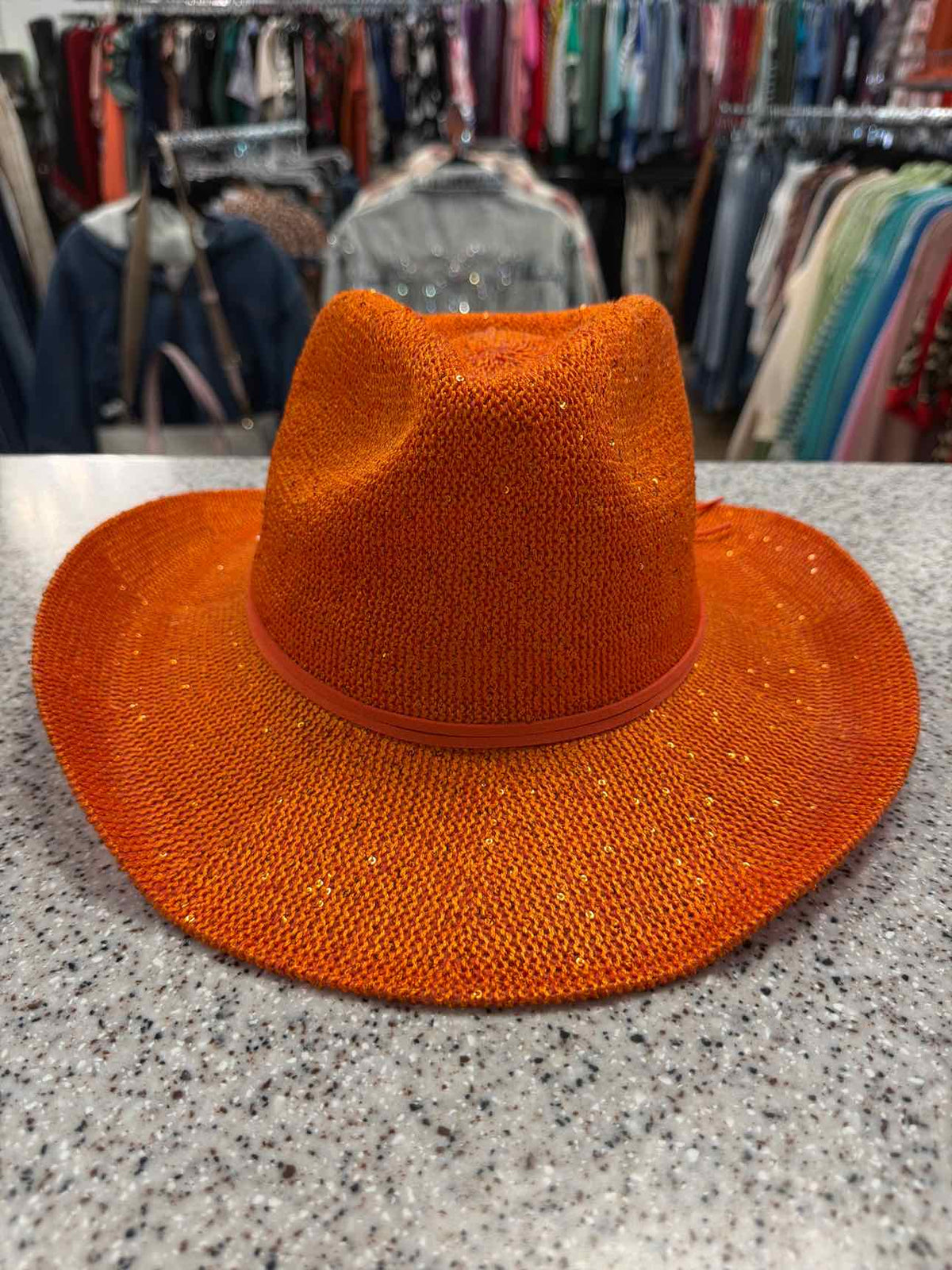 C.C Adjustable Panama Hat with Sequins Orange Hat