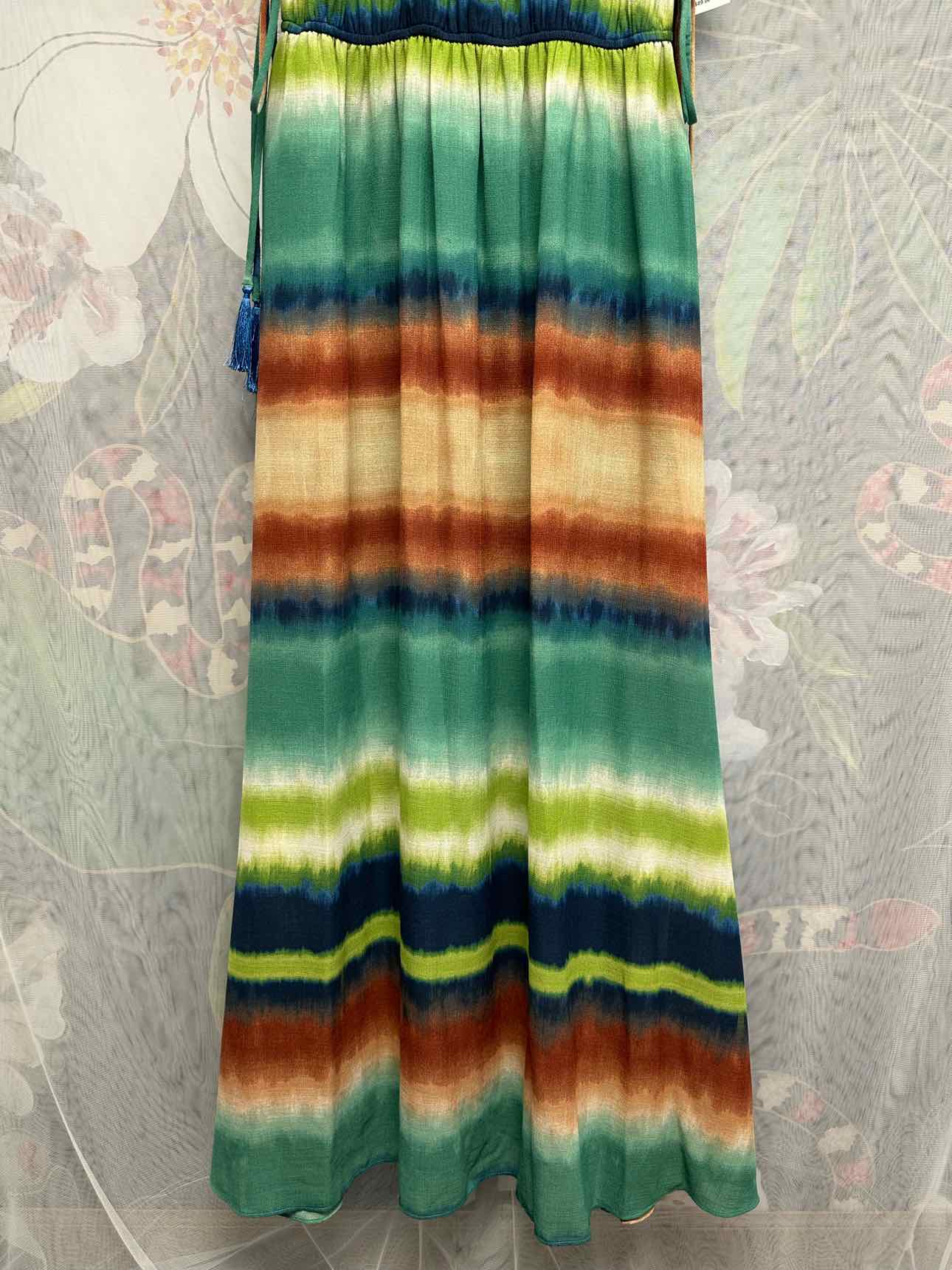 Taylor NEW NWT Striped Ombre Halter Maxi Size 8 Blue/Green Dress