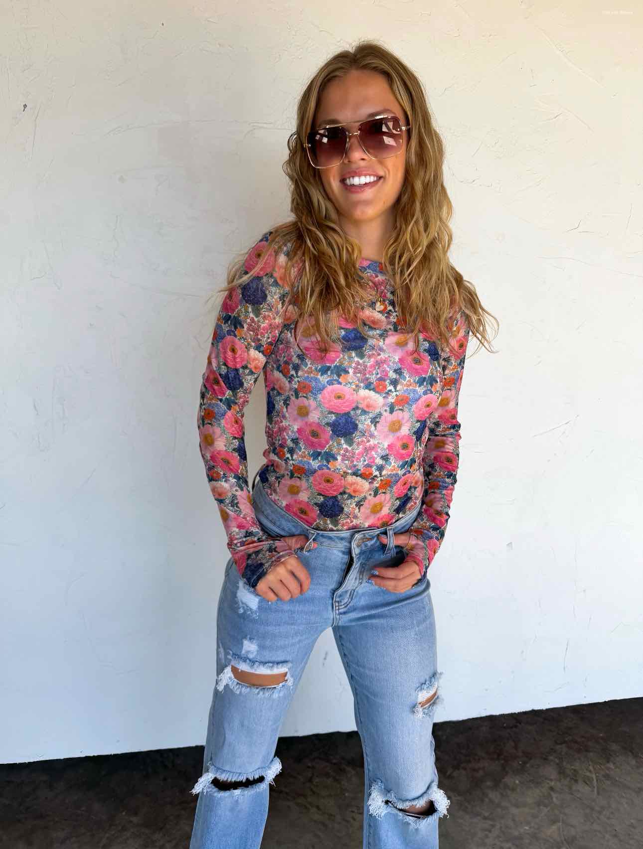 Spring Dress It Up Mesh Long Sleeve Top