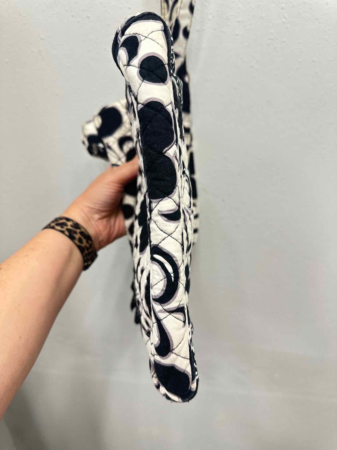 Vera Bradley Night and Day Floral Print Messenger Crossbody Black White Handbag