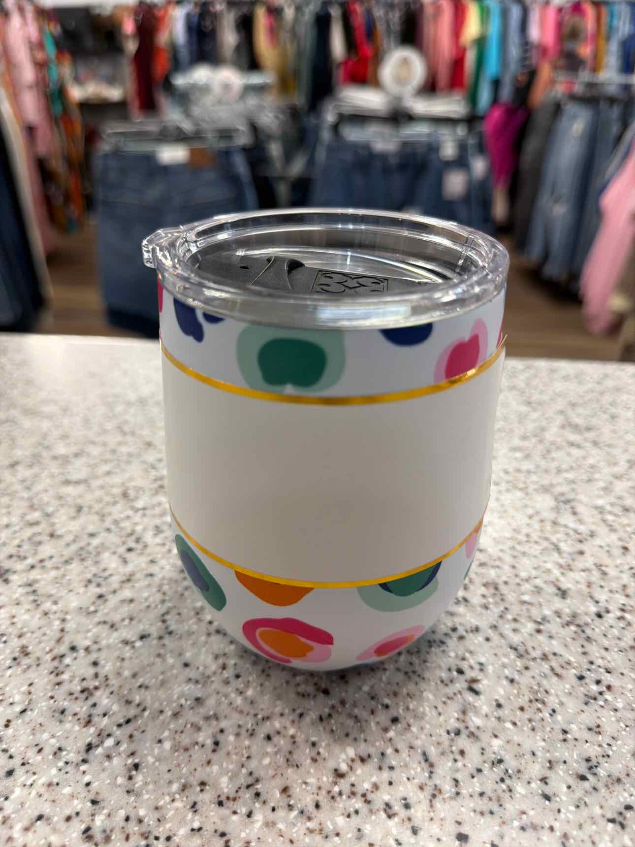 Catwalk Confetti 12 oz. Wine Beverage Tumbler with Lid Stainless Steel NEW