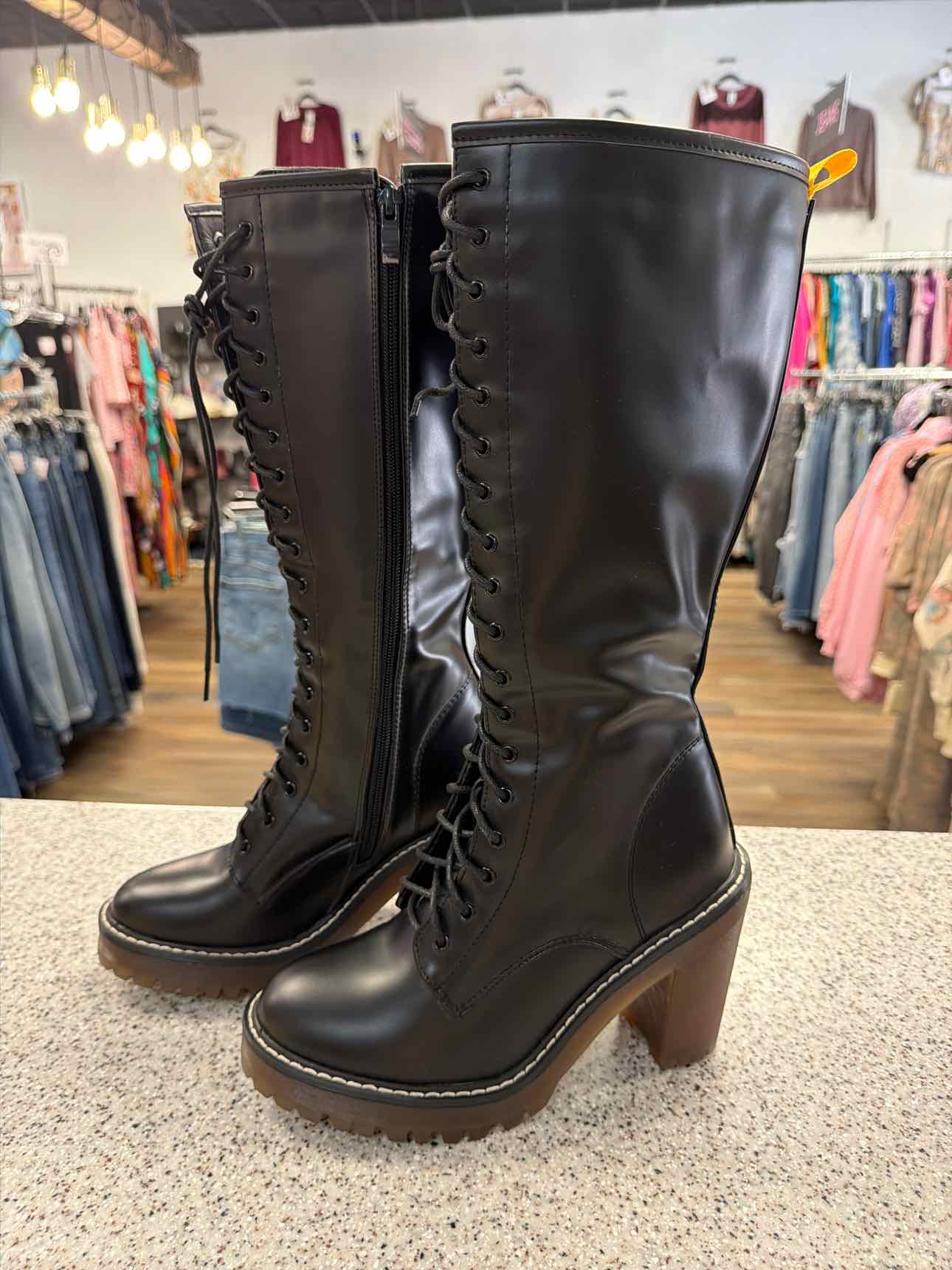 Girlhood Size 38 Black Lace Up Combat Boots