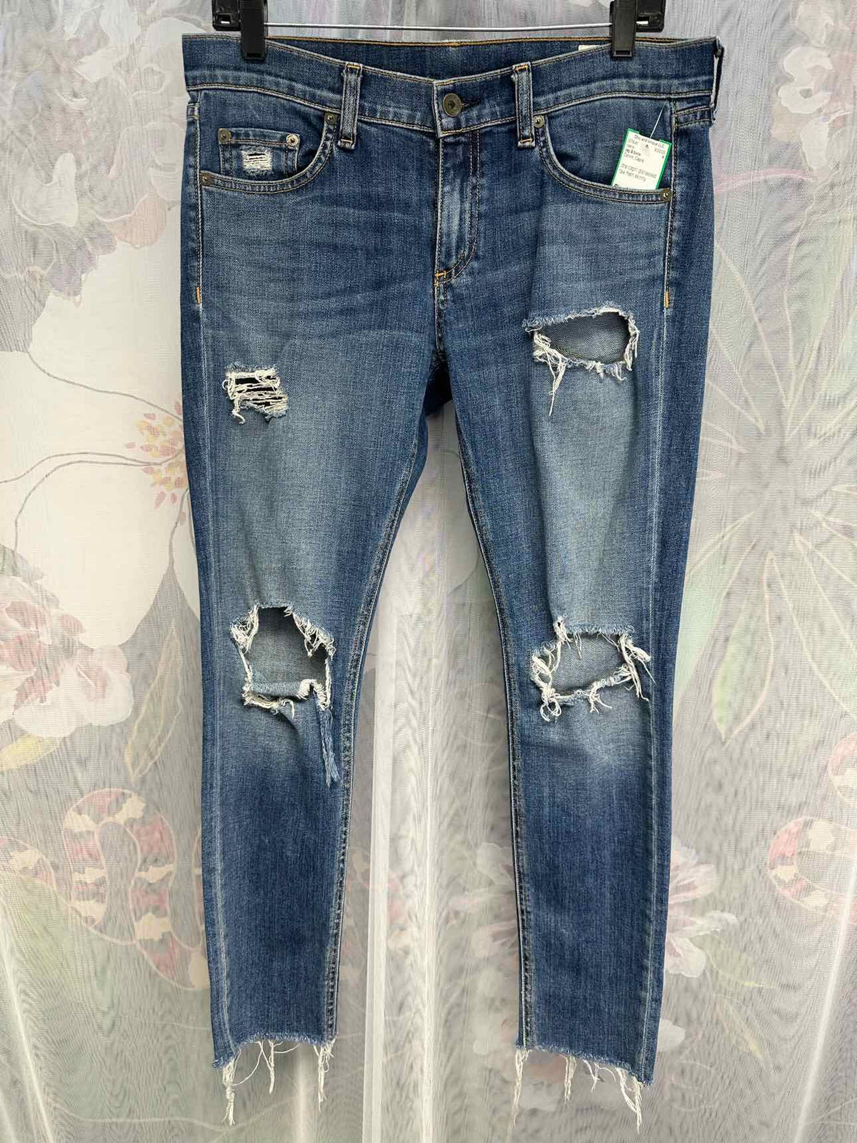 rag & bone Dre Distressed Raw Hem Skinny Size 27 Denim capris