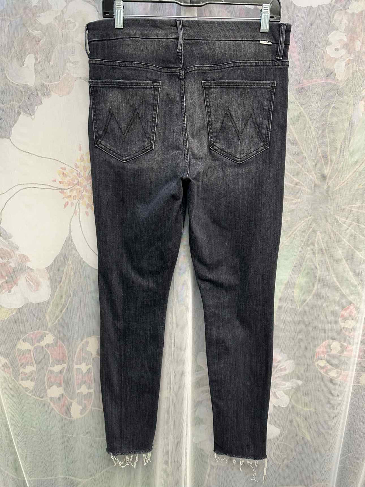 Mother High Waist Looker Ankle Fray Skinny Fit Size 31 Black Pants