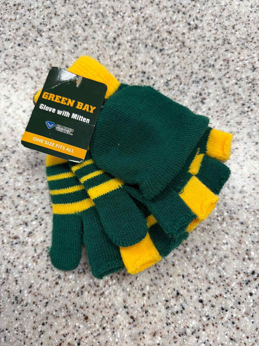 NEW Packers Fingerless Knit One Size Green Yellow Gloves