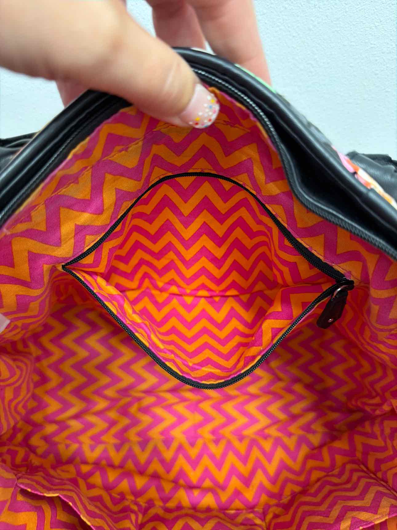Vera Bradley Large Orange Black Floral Print Satchel Handbags