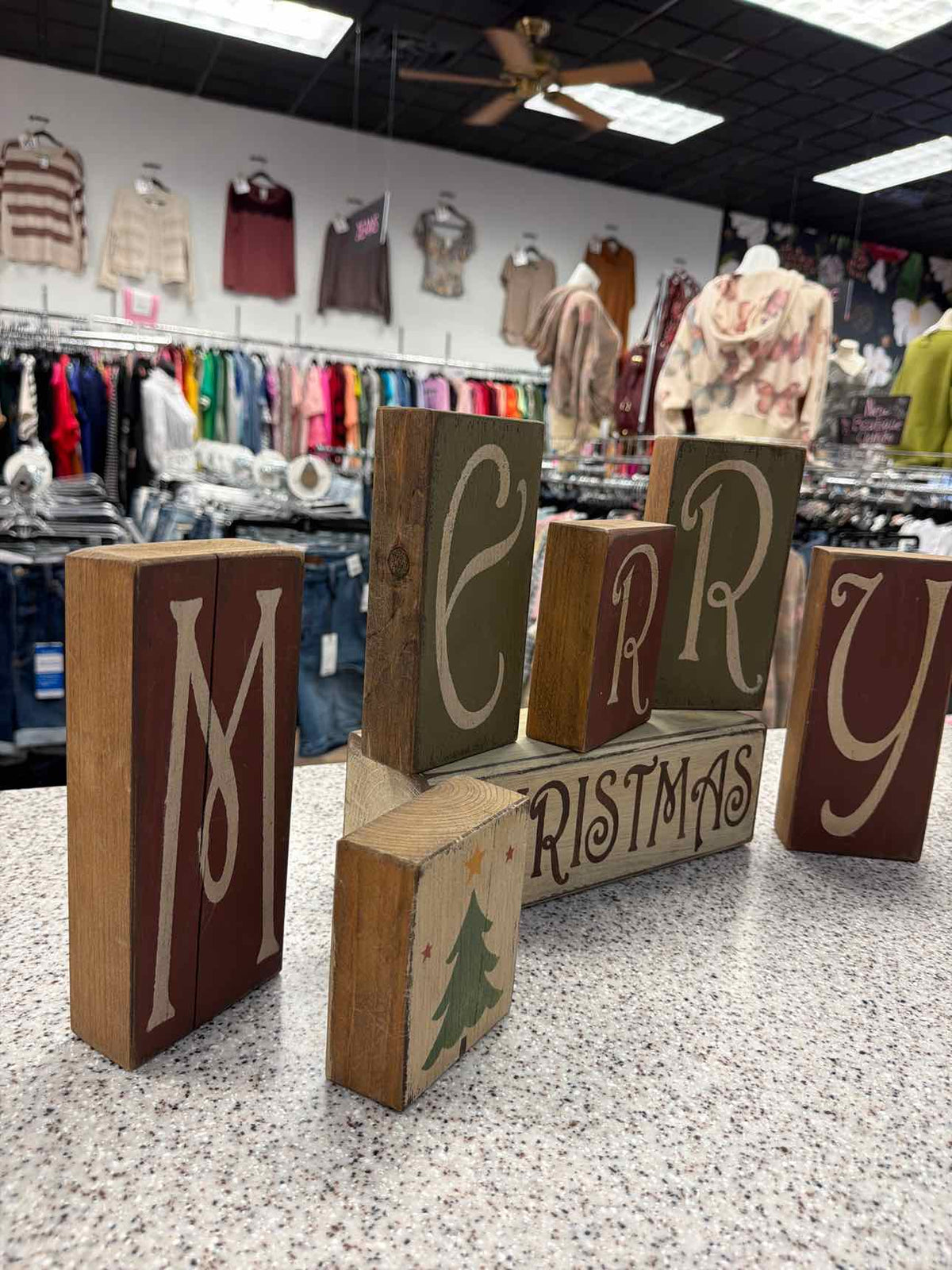 Happy Thanksgiving / Christmas Double Sided Primitive Wood Blocks Household
