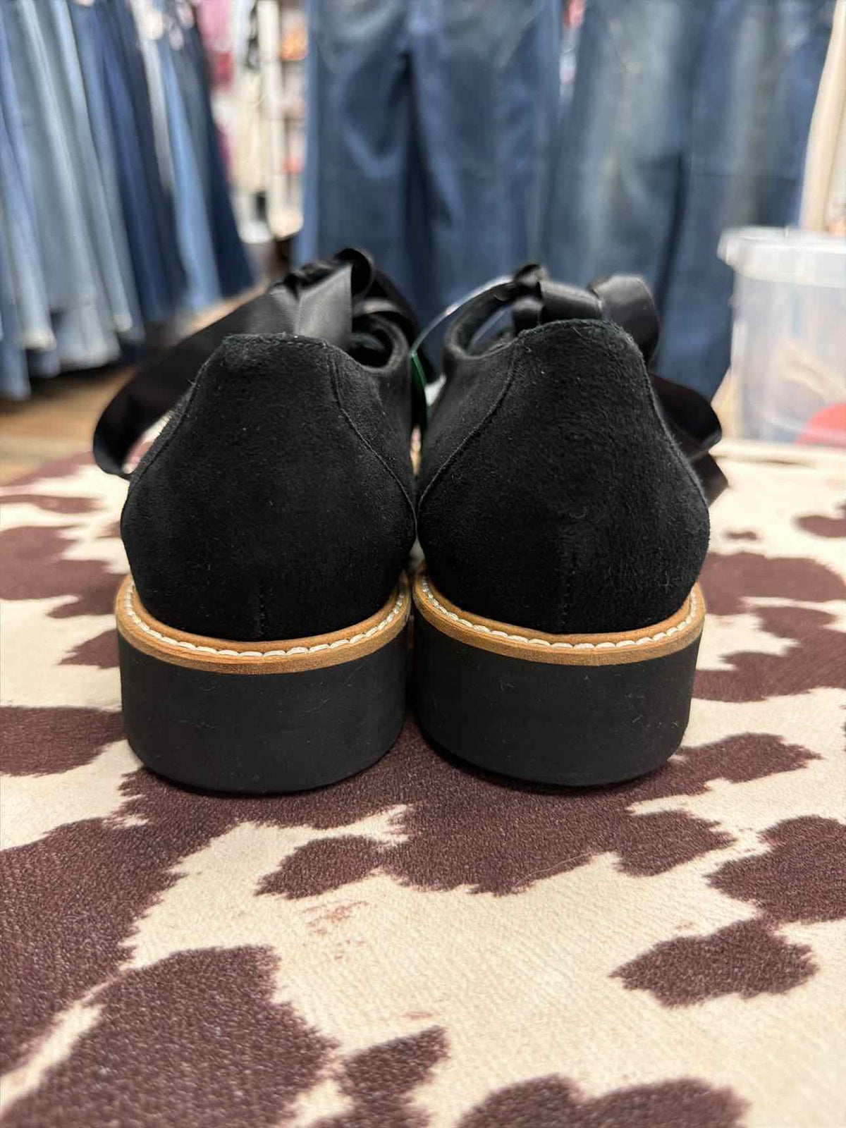 Ron White Daisy Onyx Ghillie Lace Black Suede Oxfords Size 36 1/2