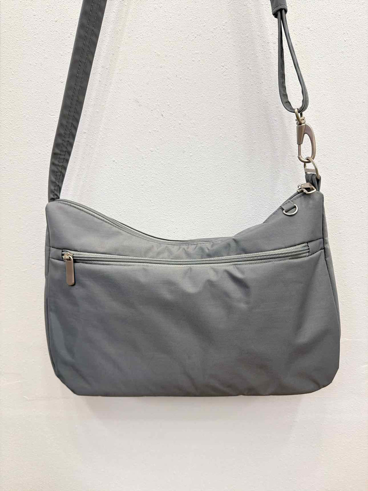 Magellan Nylon RFID Travel Coastal Flip Lock Half Moon Grey Handbag