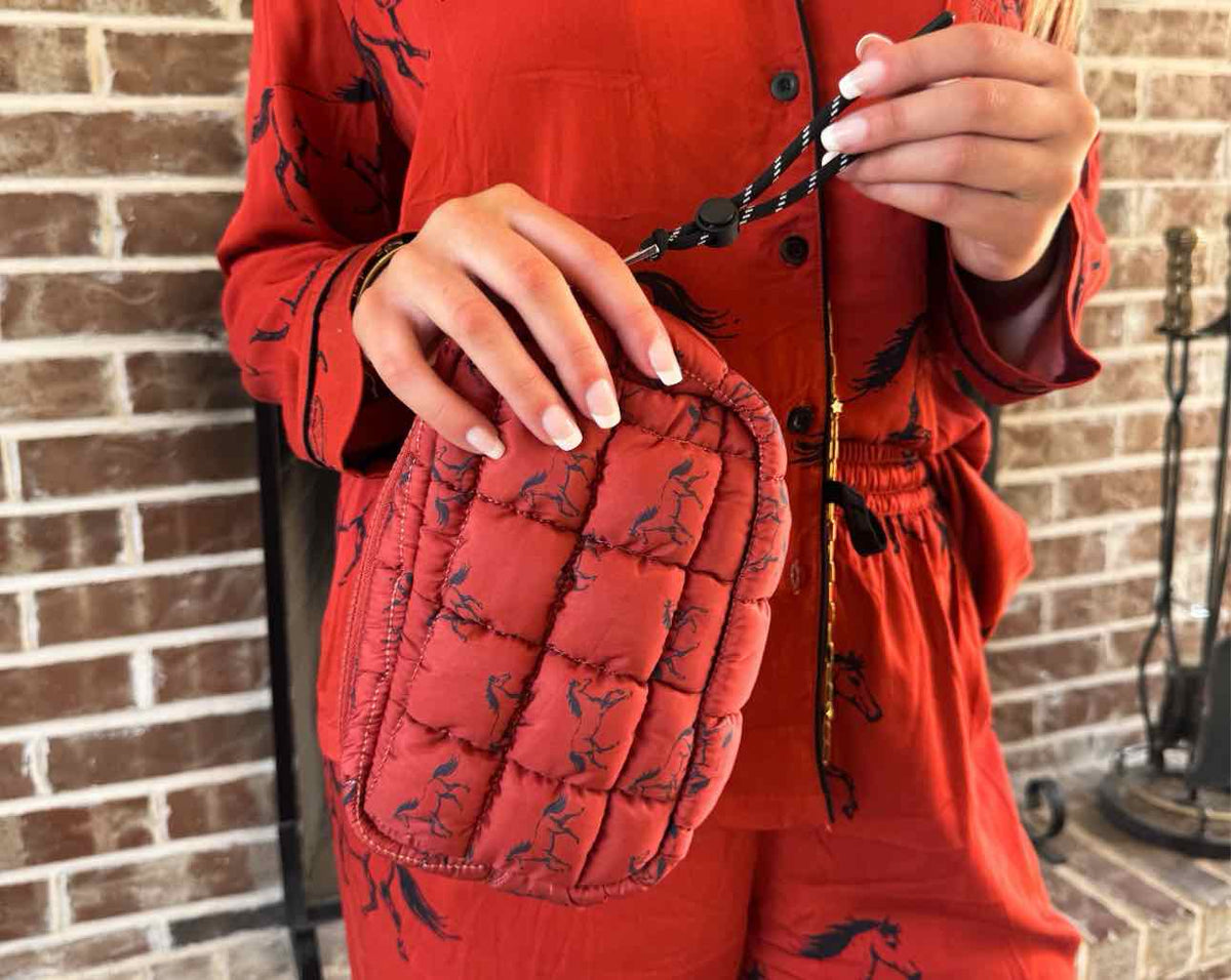 Western Mini Puff Clutch Zip Pouch