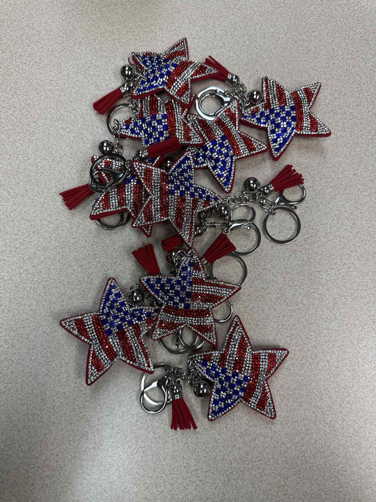 Patriotic Heart Rhinestone Patriotic 4th of July Bag Charm Key Chain