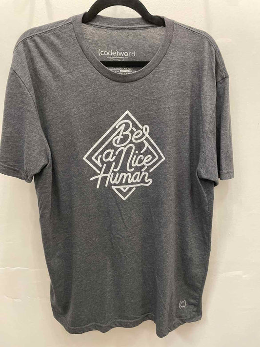 Code Word "Be a Nice Human" graphic tee Size XL Gray Top
