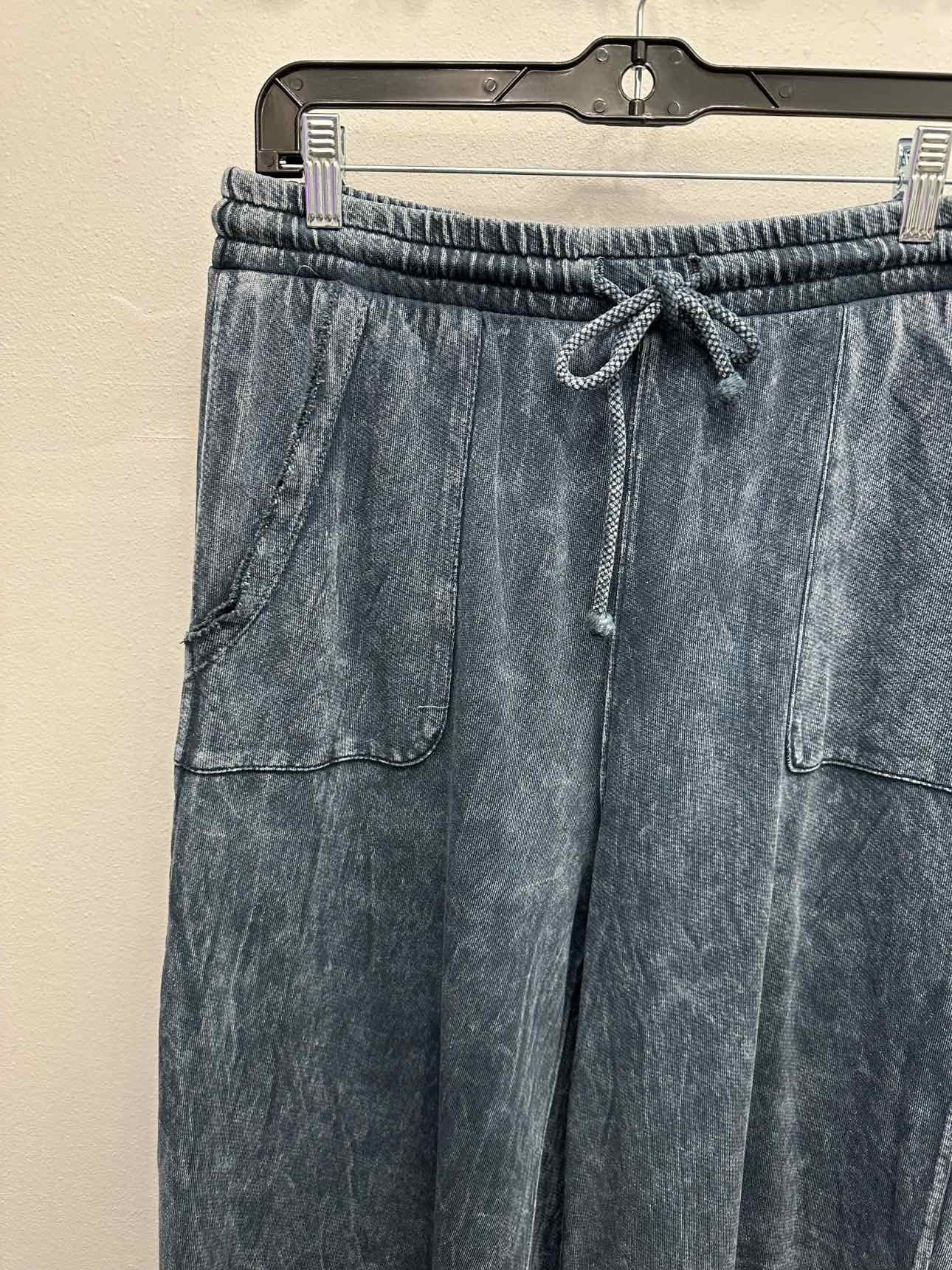Three bird nest Drawstring Wide Leg Size Large Denim Texture Sweatpants