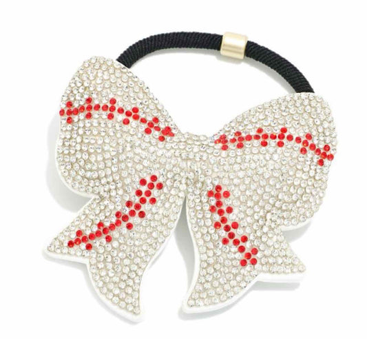 Puffy Rhinestone Sports Baseball Hair Tie