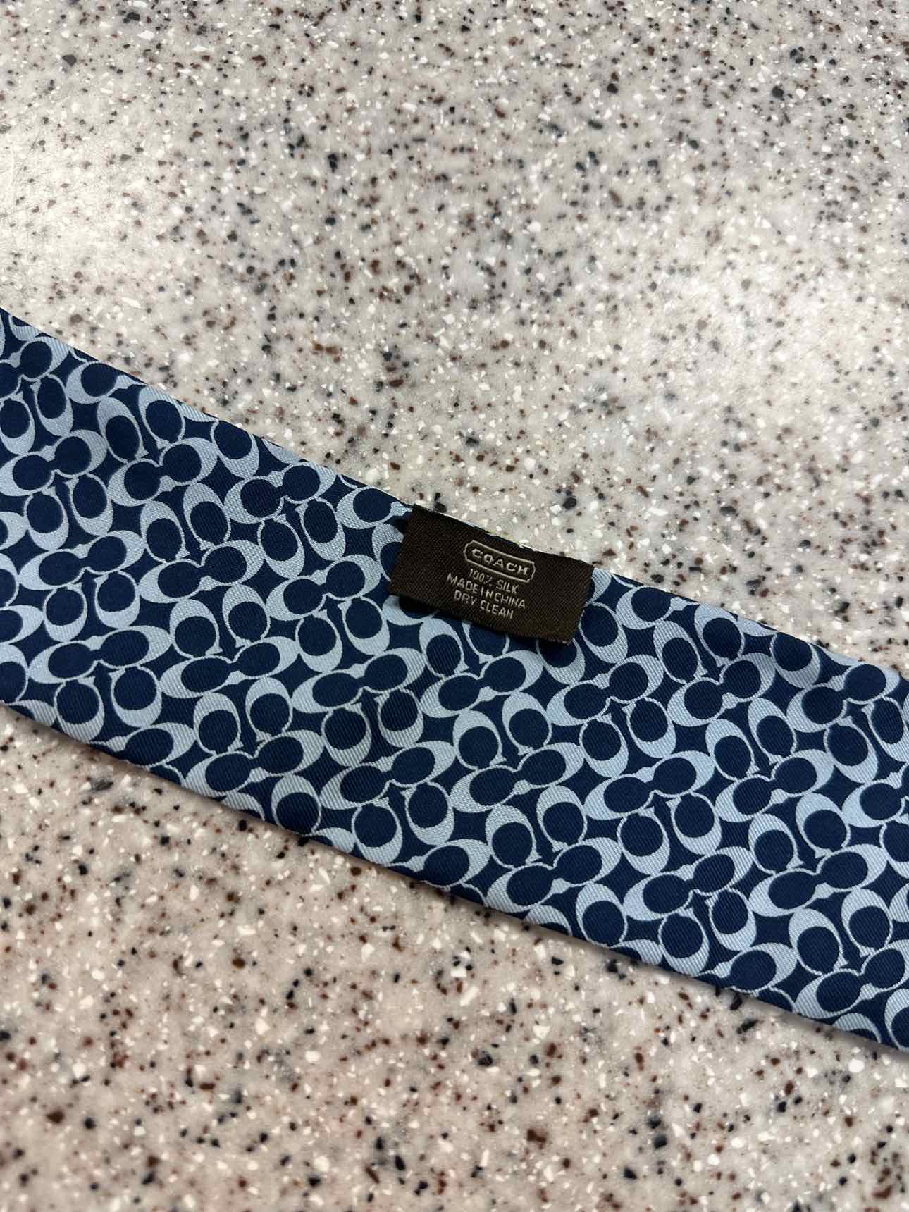 Coach Skinny Tattersall Twilly Plaid and Monogram Scarf