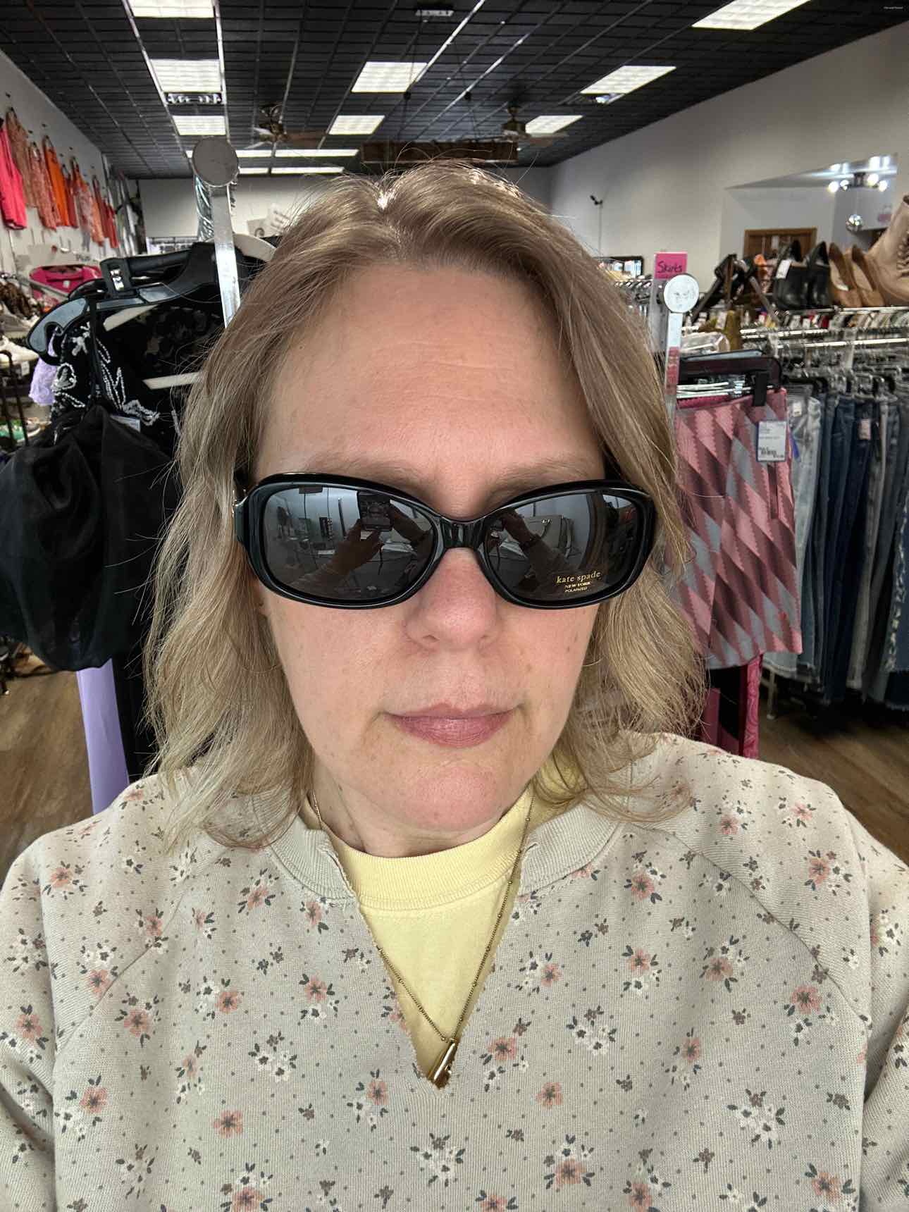Kate Spade Cheyenne Polarized Black Soft Rectangle Sunglasses NEW