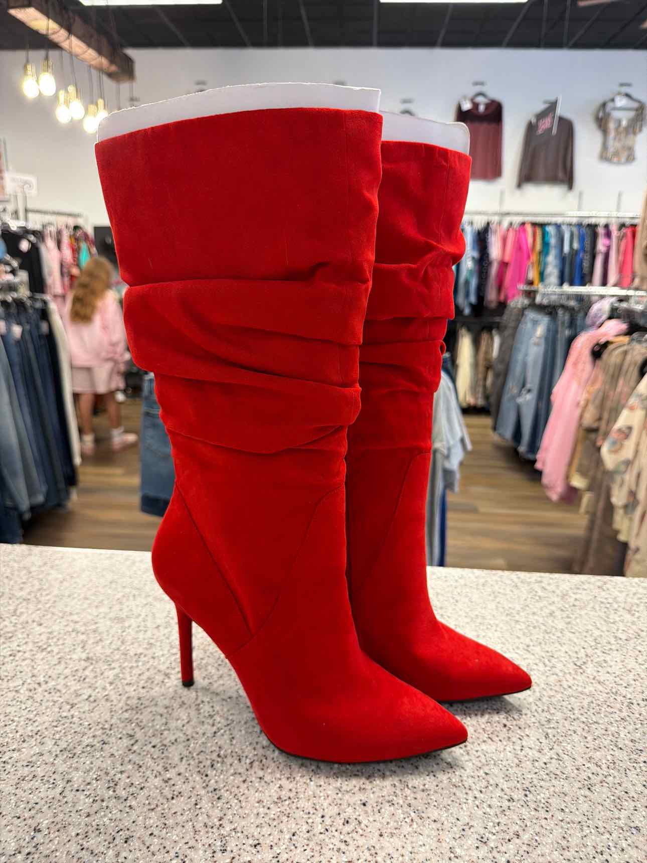 Jessica Simpson Size 9 1/2  Red Lyndy Slouch Faux Suede Tall Boots NEW