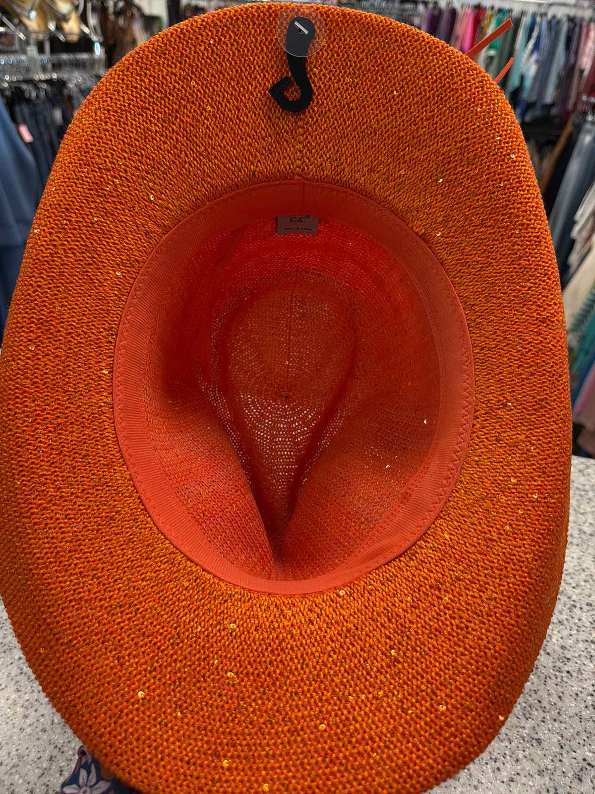 C.C Adjustable Panama Hat with Sequins Orange Hat