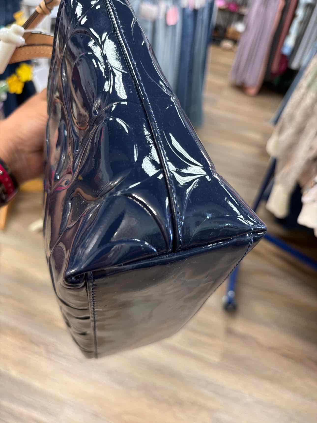 Coach Peyton Embossed Signature C Patent Leather Tote in navy blue Handbags