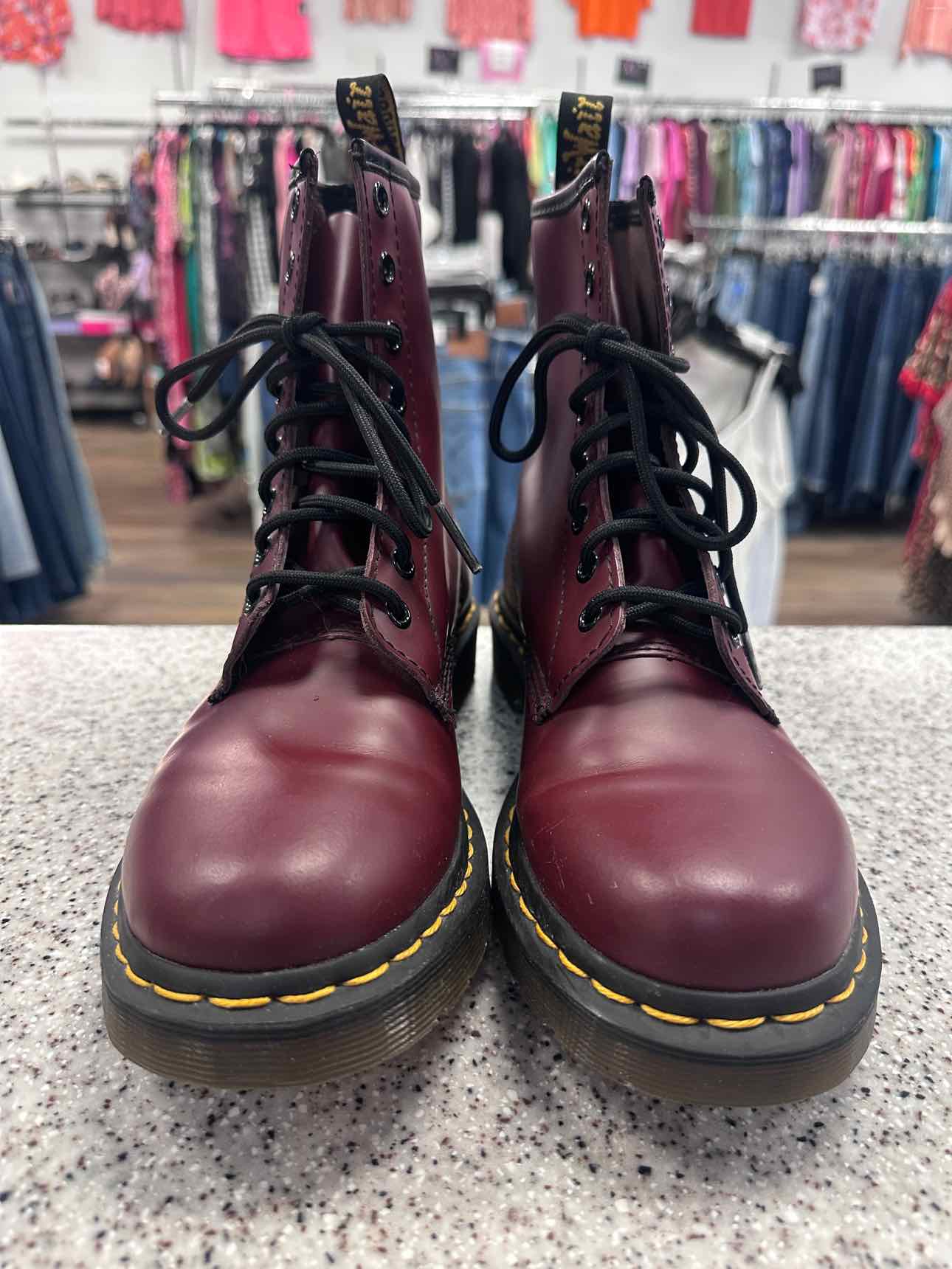 Dr. Martens Size 8 1460 Cherry Red Leather Lace Up 8-Eye Boots