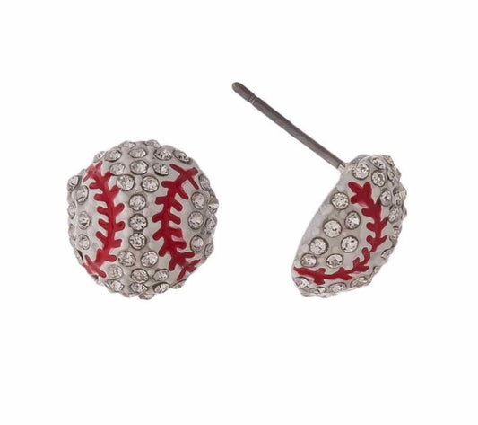Baseball Rhinestone Stud Earrings