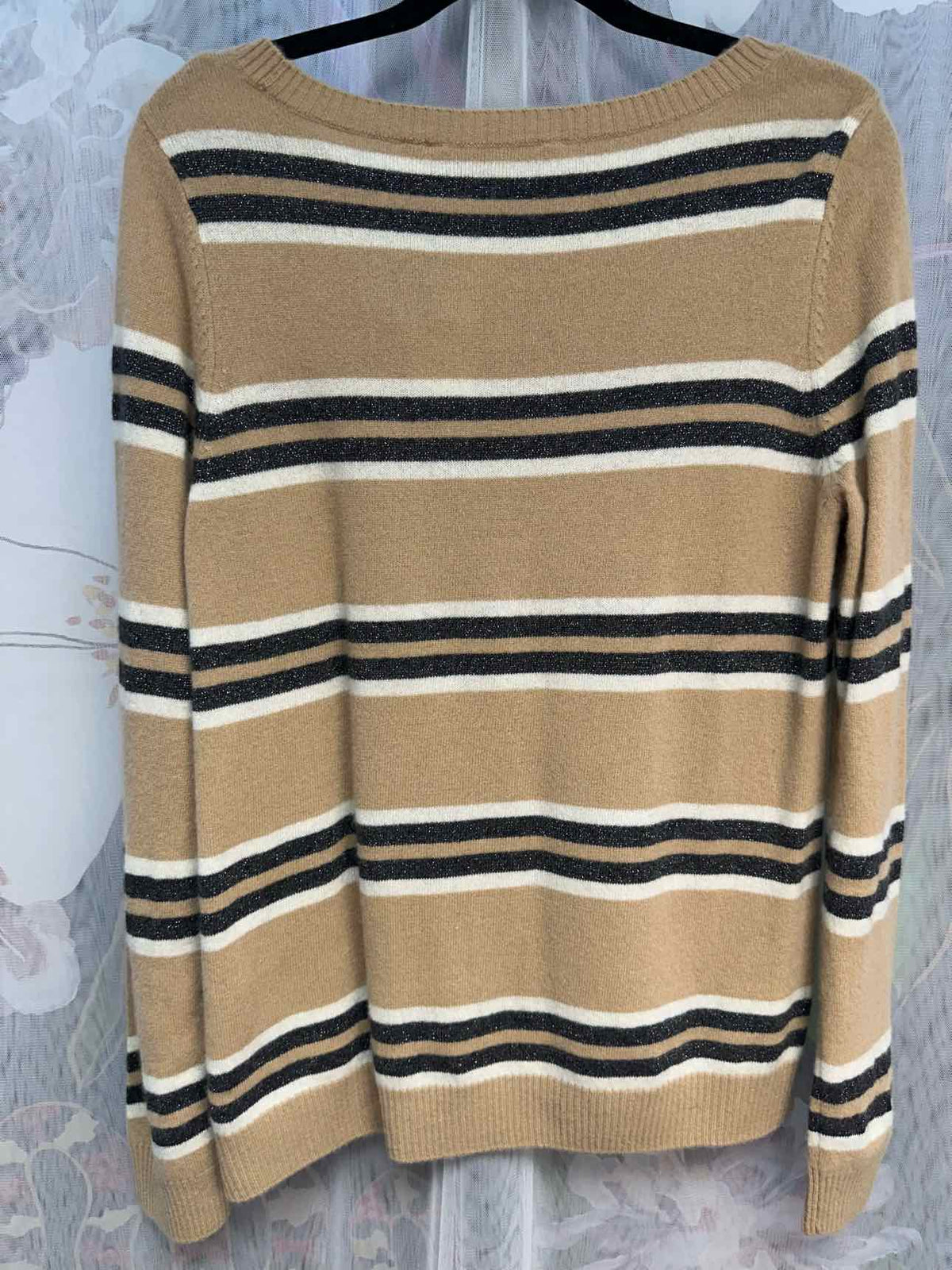Soft Surroundings NEW NWT Shayna Striped Long Sleeve Size Medium Brown/Tan Top