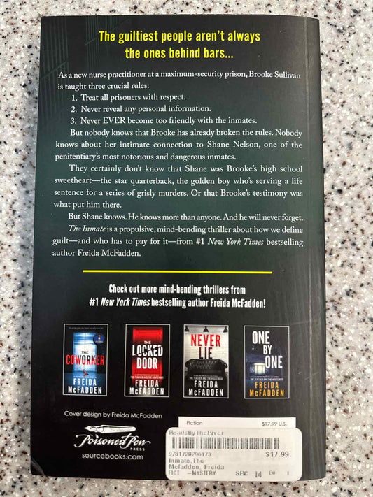 The Inmate by Freida McFadden (paperback) Book