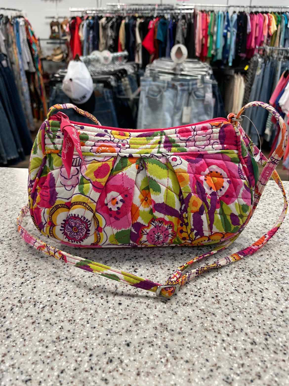 Vera Bradley Frannie Crossbody Clementine Quilted Cotton  Floral Print Handbags