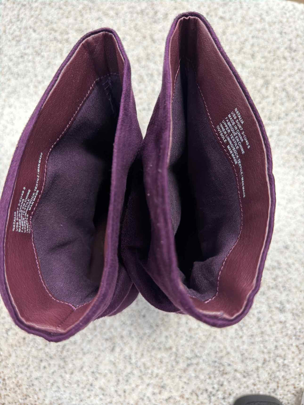 ShoeDazzle Rich Purple Faux-Suede Slouchy Stiletto Boots Woman's Size 9