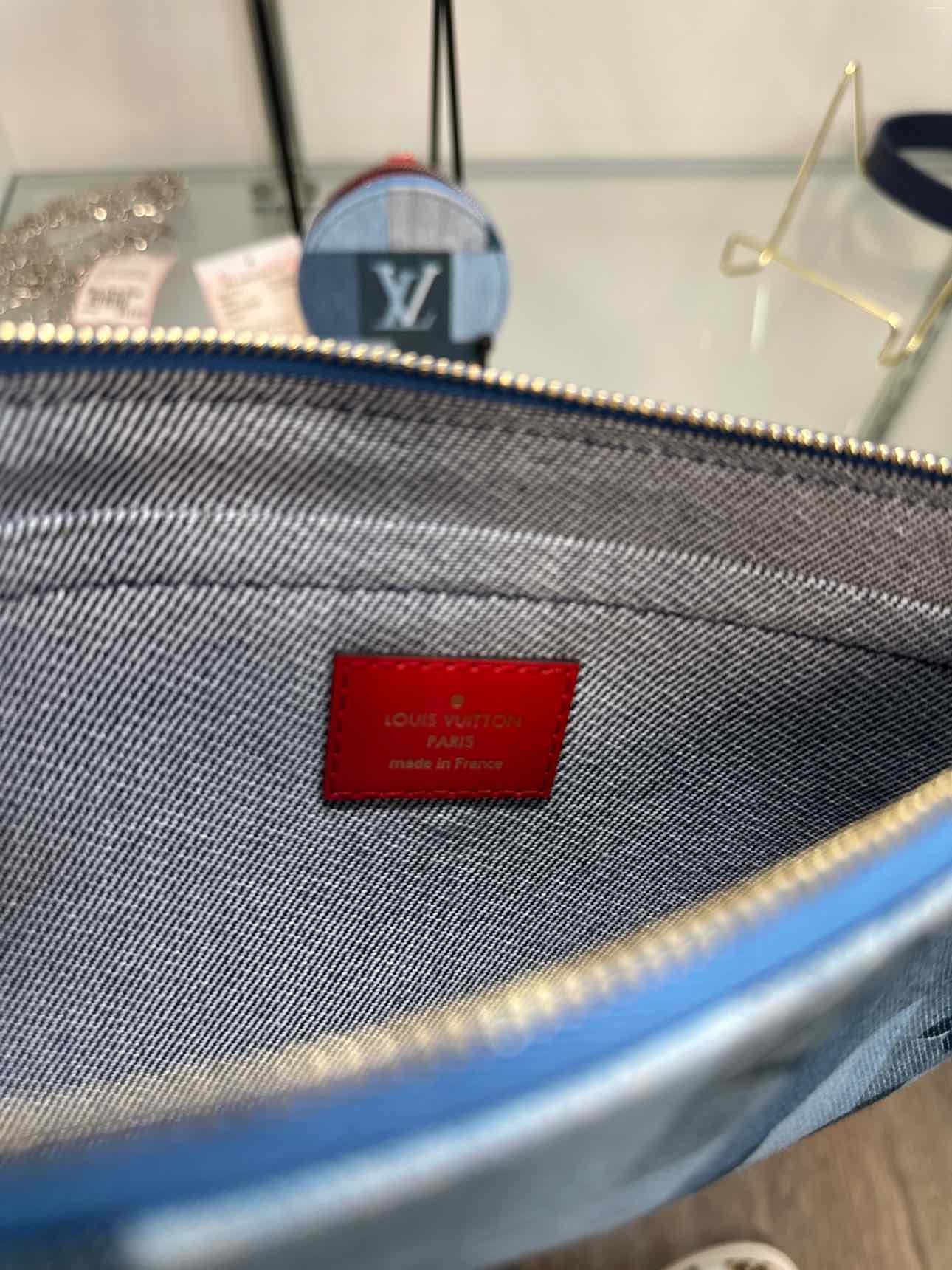 Louis Vuitton Limited Editiion Neverfull Denim Zipper Pouch Wristlet Wallet