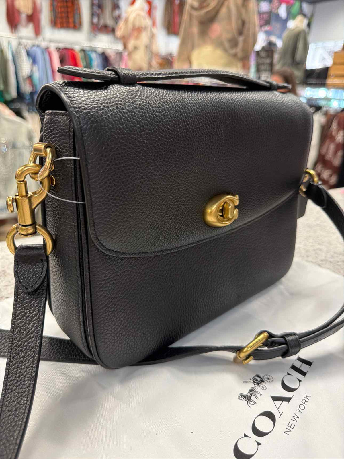 Coach Cassie Crossbody Black Pebble Leather Crossbody Handbag