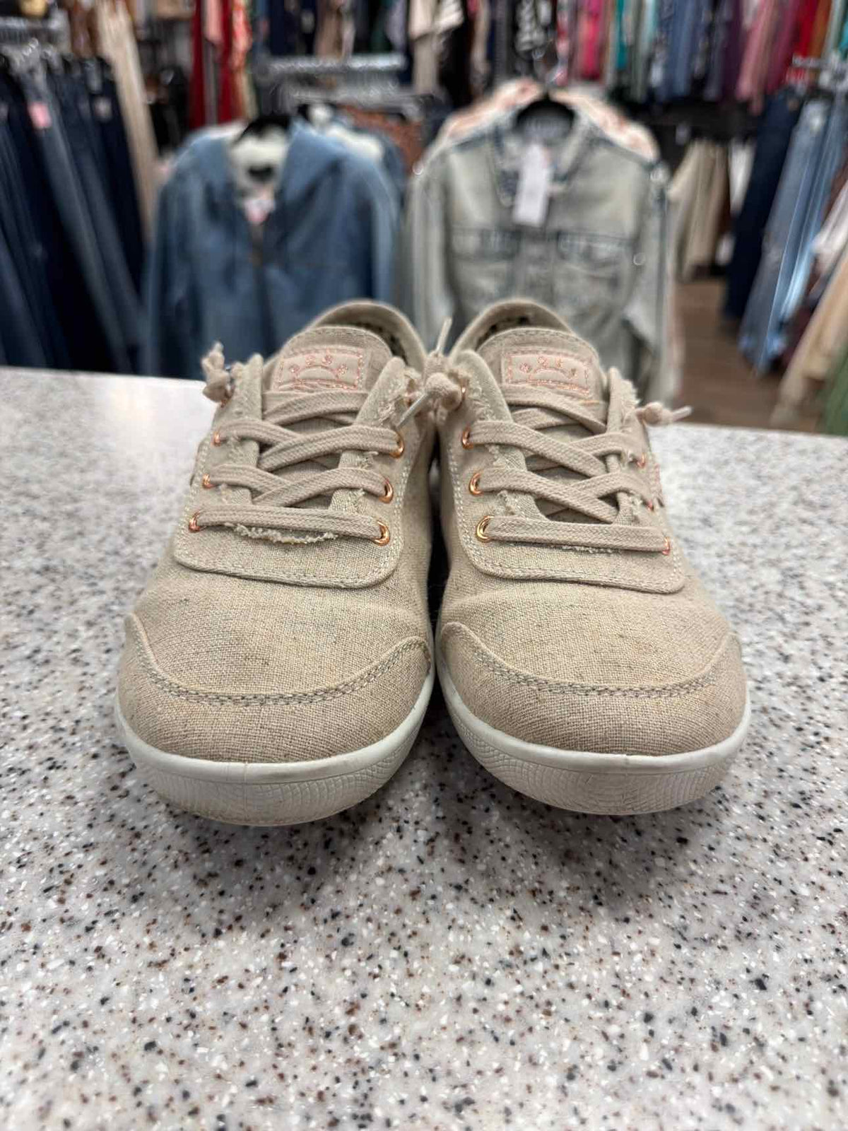 BOBS by Sketchers B Cute Casual Slip-On Beige Sneakers Woman's Size 7 1/2
