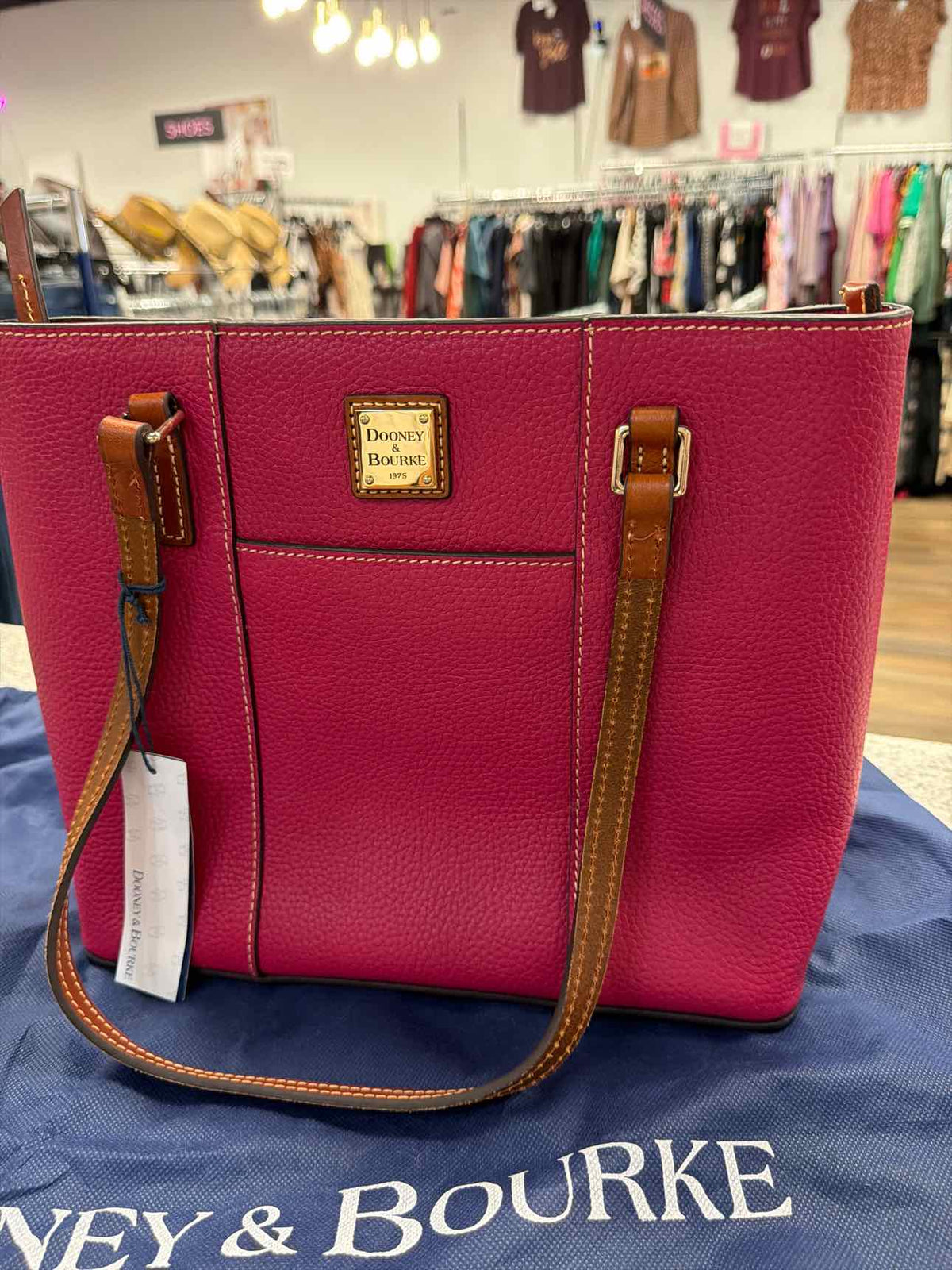Dooney & Bourke Pebble Grain Leather Strawberry Pink Lexington Tote NWT