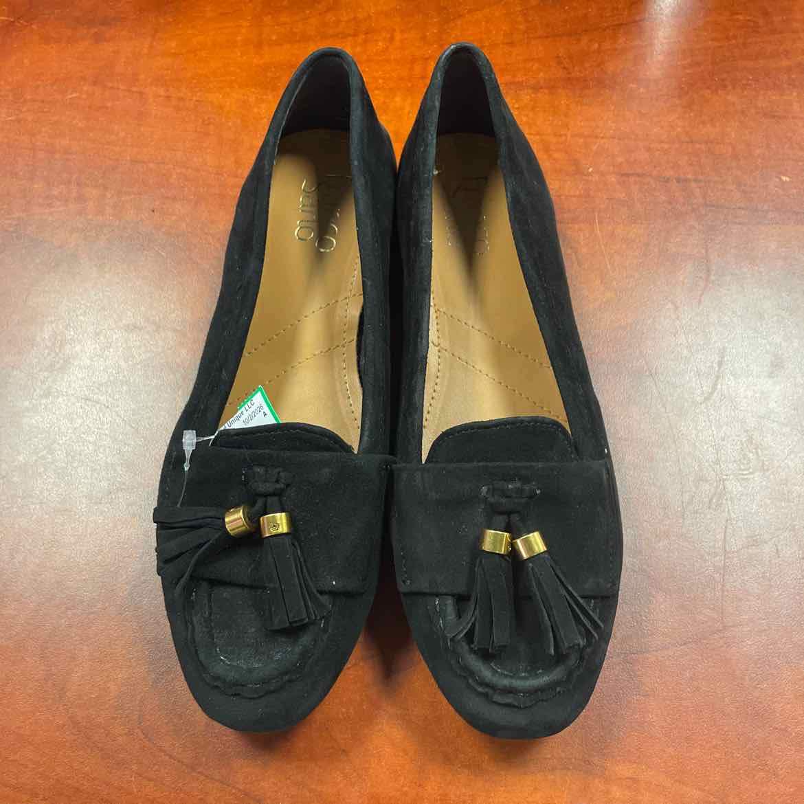 Franco Sarto Faith Tassel Black Suede Loafer Size 7 1/2