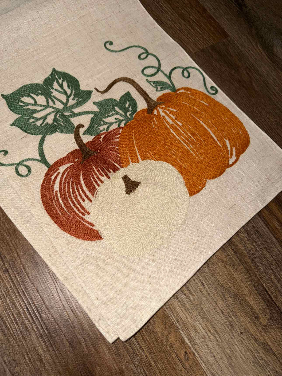 Give Thanks Pumpkin Fall Harvest Cross Stitch Table Runner Household