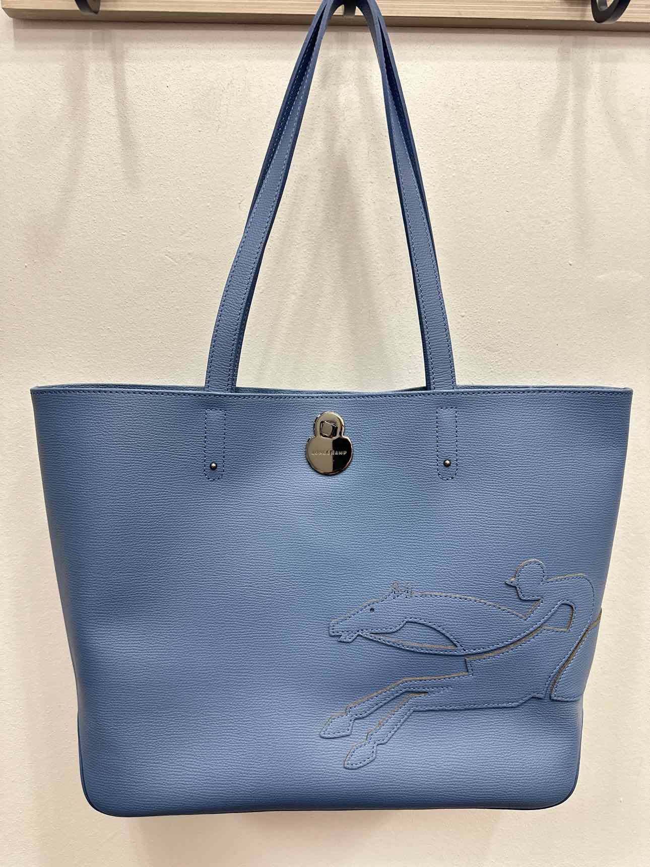 Longchamp Light Blue Pebble Leather Tote with Dustbag Handbags NWOT