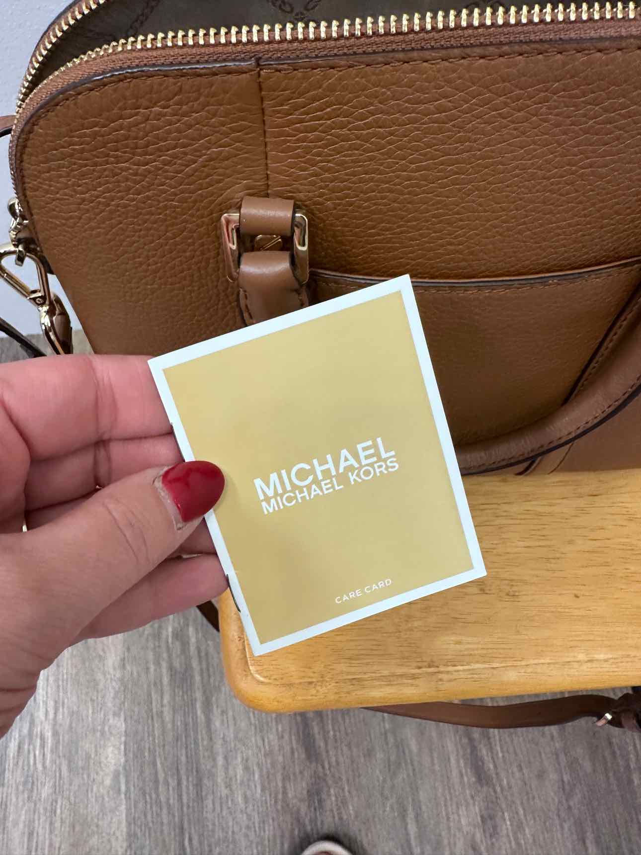 MICHAEL KORS Bedford Legacy Pebbled Leather Convertible Satchel Brown Handbags